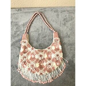 Pink Floral Sequin Beaded Bag Handcrafted In India